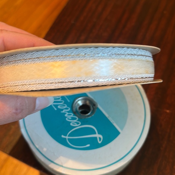 3 rolls vintage Decorette white with silver fancy ribbon New - Picture 6 of 11